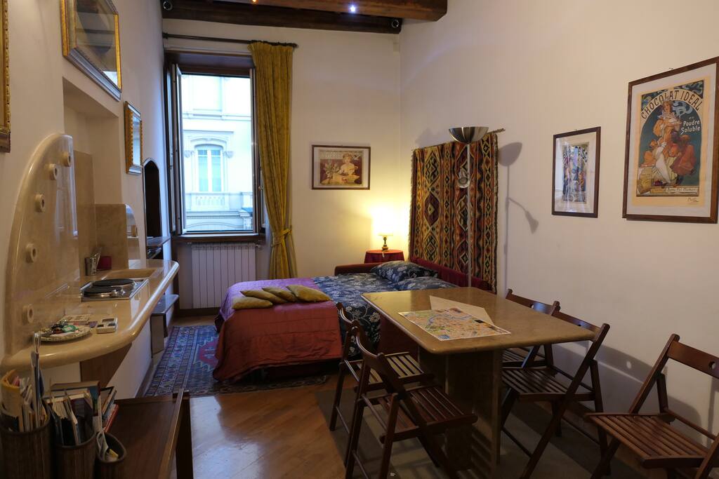 Living room with double sized folding sofabed(view from the door)