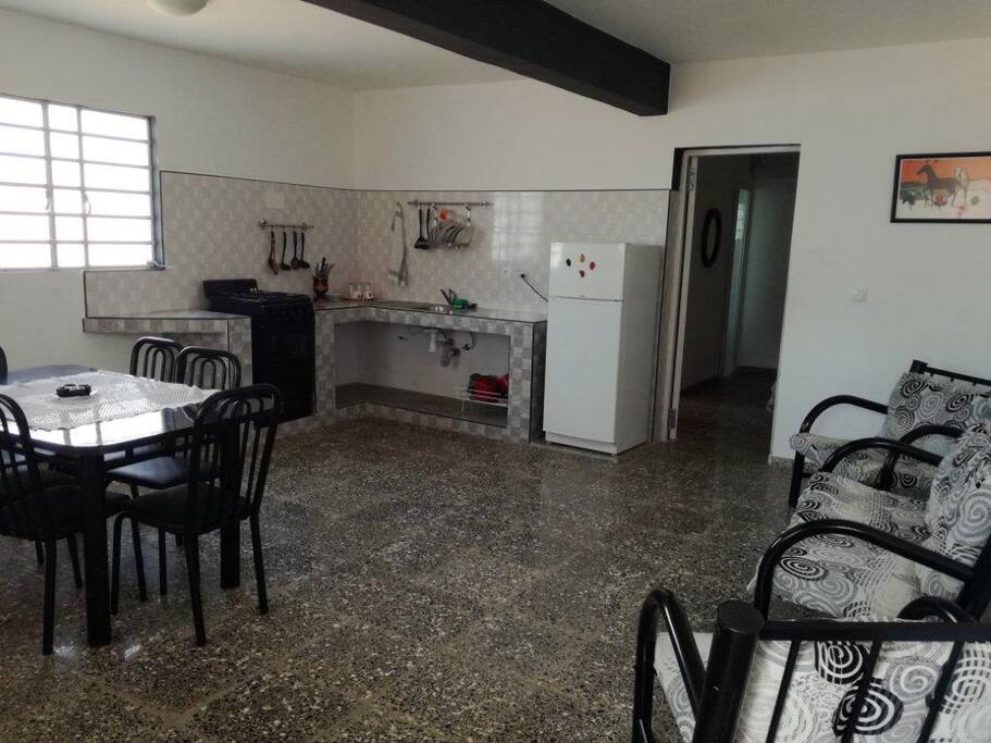 Living room and kitchen.