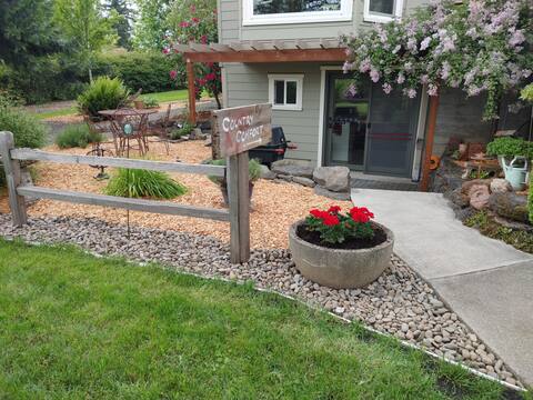 Country Comfort under an old English walnut tree.