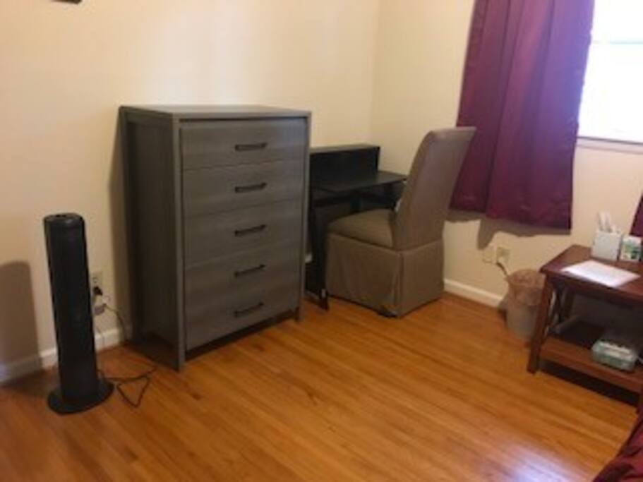 Private bedroom - dresser, and work station desk