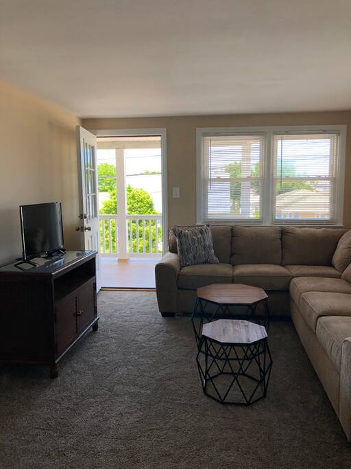 Opens to private front deck overlooking the beautiful bay.