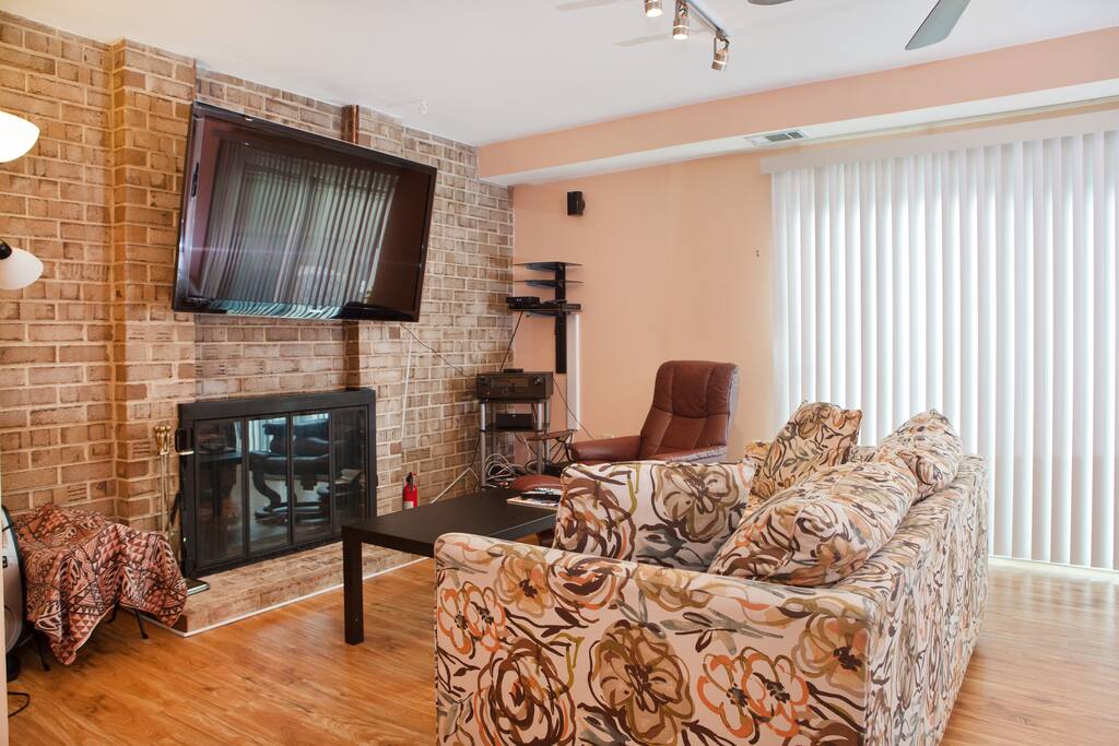 60" TV with cable.