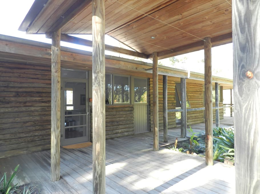 Entry to this well preserved Log Cabin.