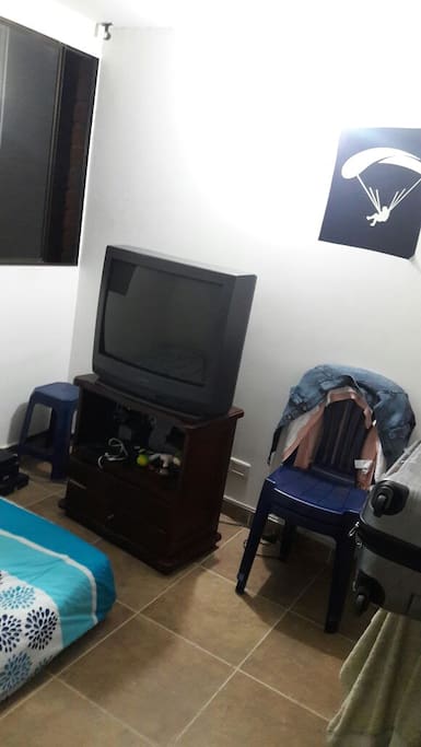Habitación con televisor 29 pulgadas. Con teleoperador Une.