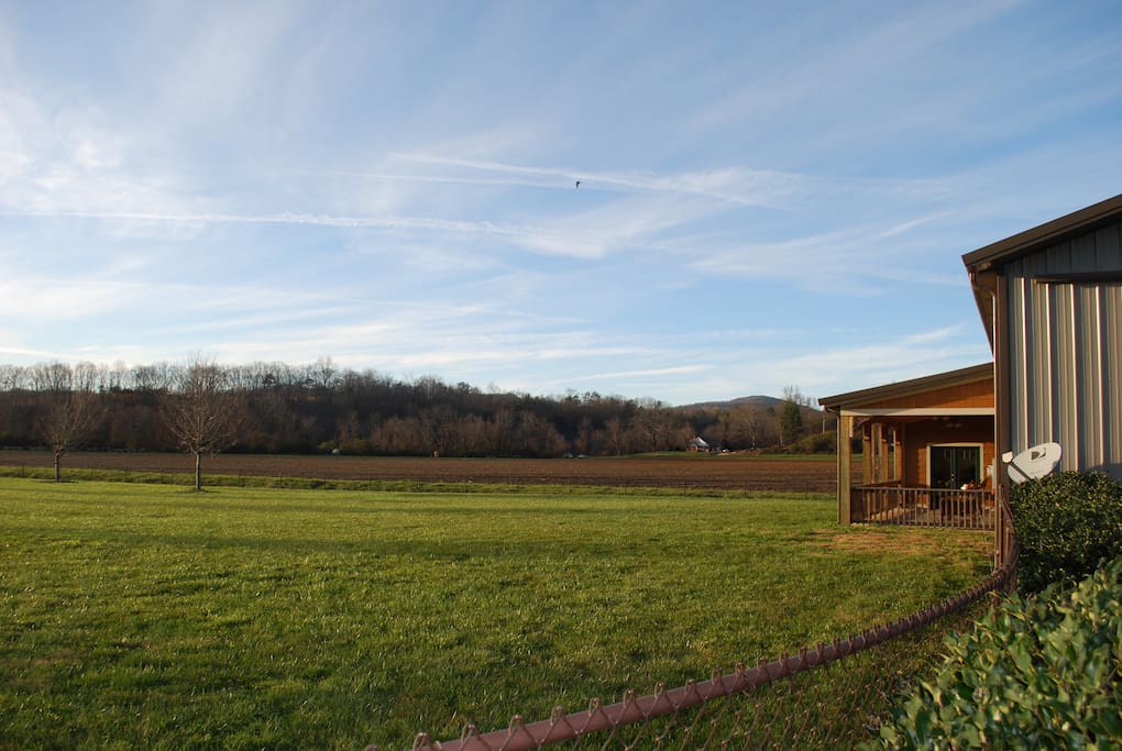 Porch facing pastures and mountains