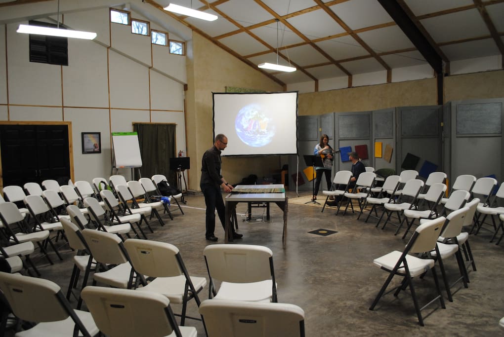 Large meeting space. Radiant floor heating. Kitchenette with refrig, sink, coffee maker.