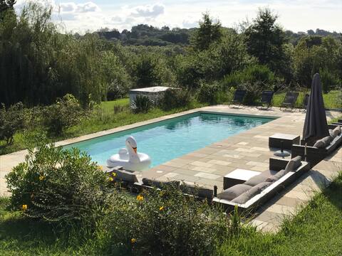 Renovated old Basque house and pool.