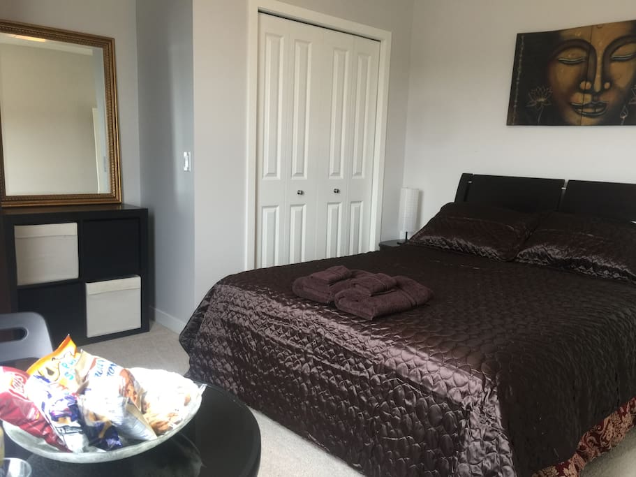 Fresh & Clean sheets with bed cover , comforter ,towels,face clothes and complimentary treats