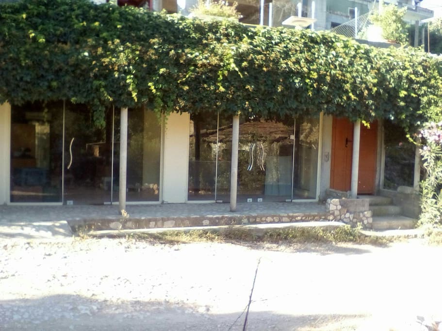 View from the street - upstairs is located the Guest House