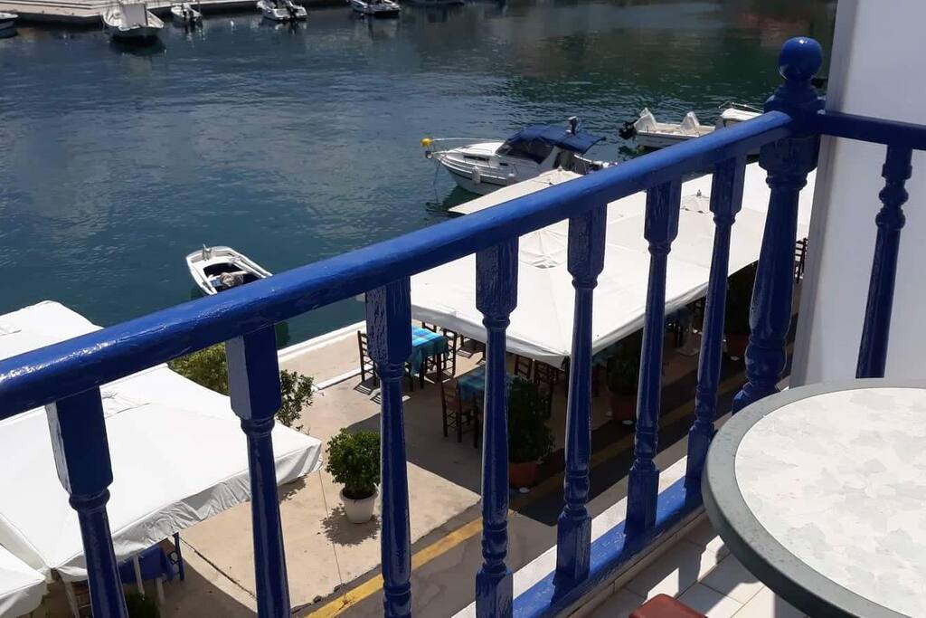 Down of the balcony is the cafeteria.