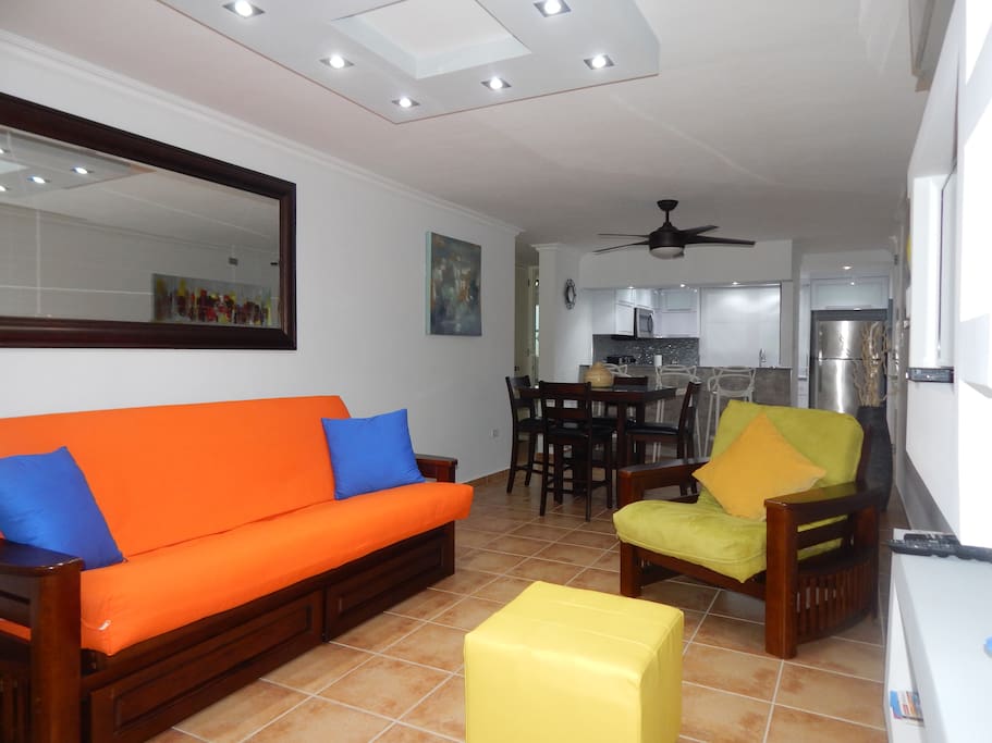 View from living room to the kitchen