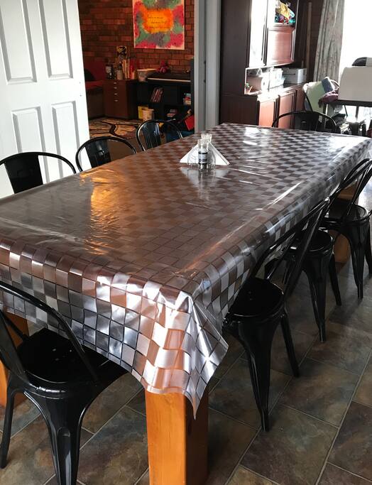 Dining table. Seats up to 10 people.