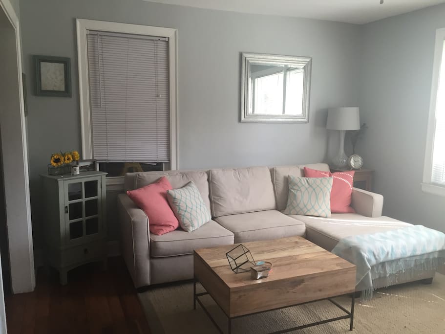 Living room with a 50" tv