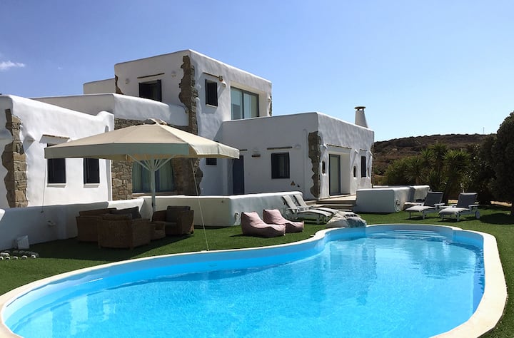 Villa Privada, Piscina Privada, Cancha De Tenis, Gimnasio, Barbacoa, Maravillosa Vista Al Mar, Puesta De Sol - Antiparos