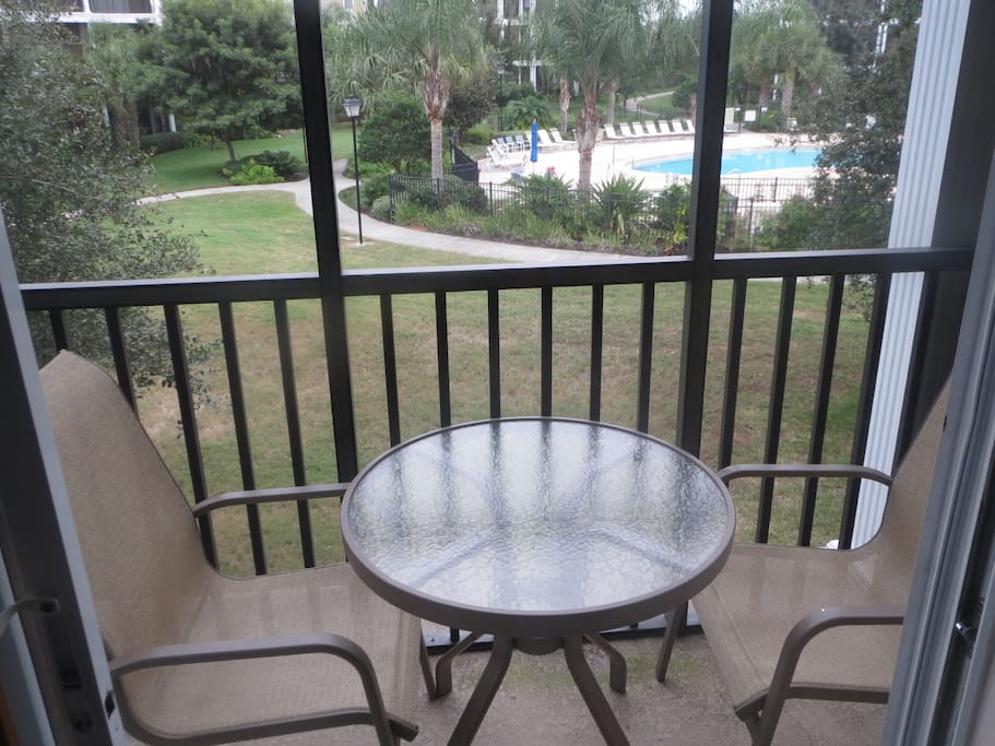 View of the pool from the patio - just steps away