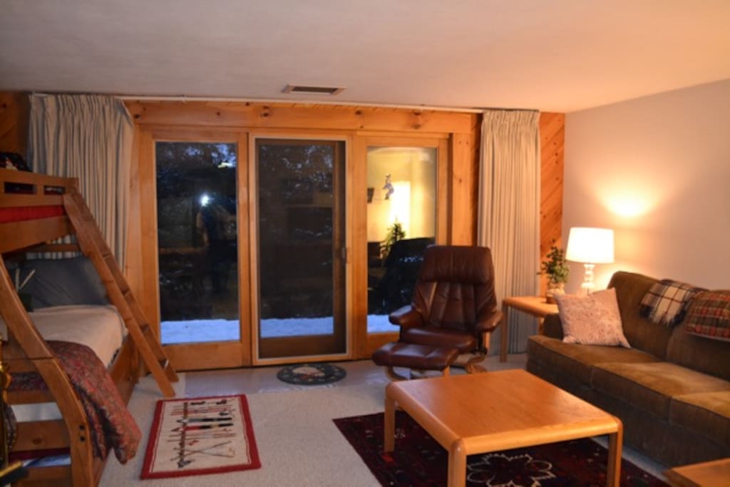 Sliding glass doors look right out onto the mountain and Plaza trail.
