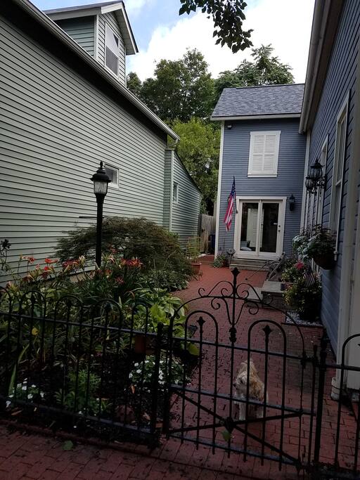 Exterior entry with historical features