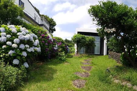 제주커플독채/욕실이엄청큰 감성숙소/빔프로젝터/커플하트욕조-느리게가는구름(취사×바베큐×)