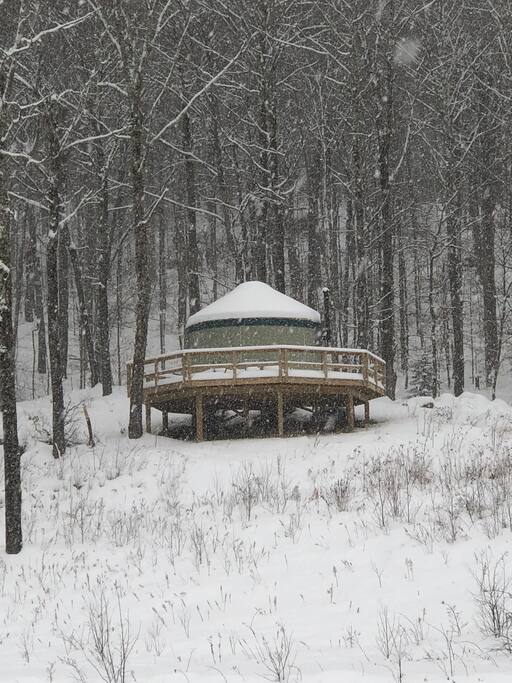Snowfall at the yurt