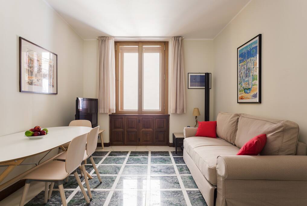 The living room with sofa bed and tv