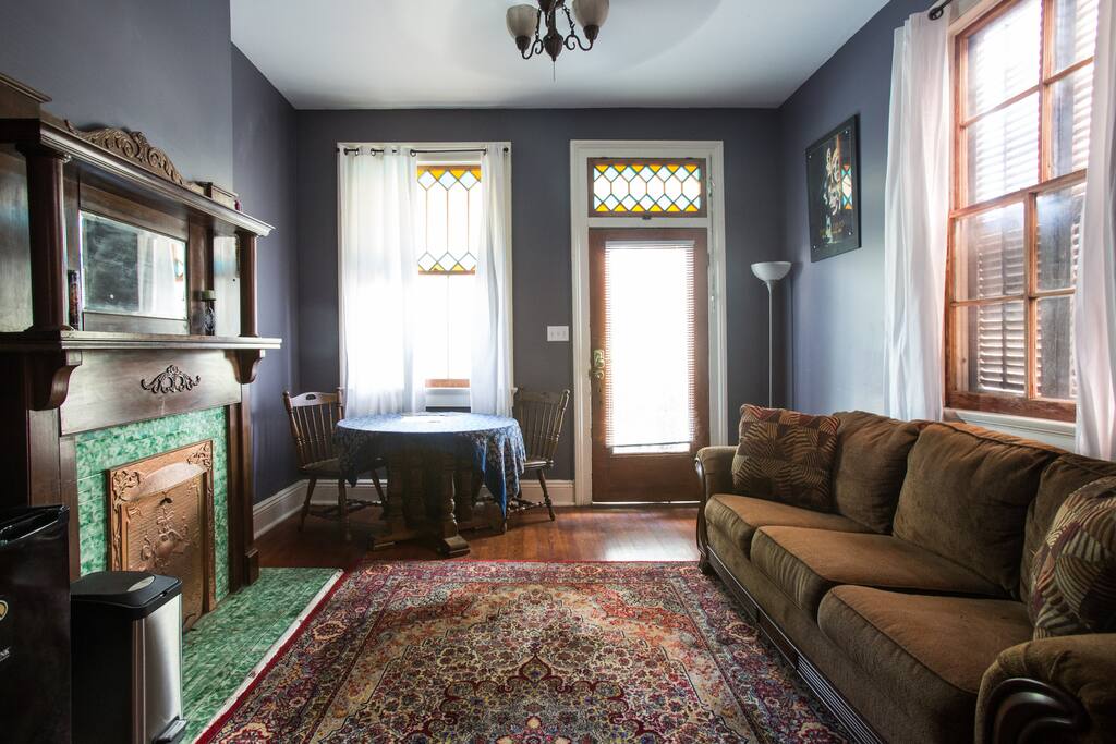 front room with hide-a-bed sofa