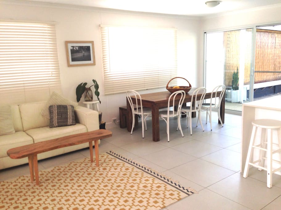 Light filled open plan kitchen, lounge and dining opening onto outdoor entertaining area