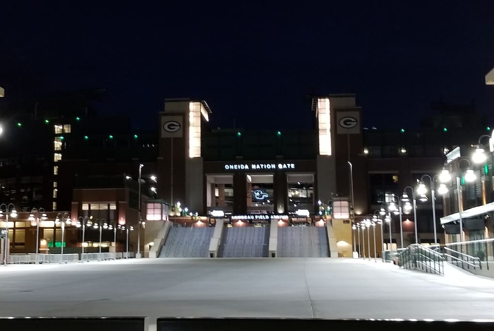 Across the street from the stadium