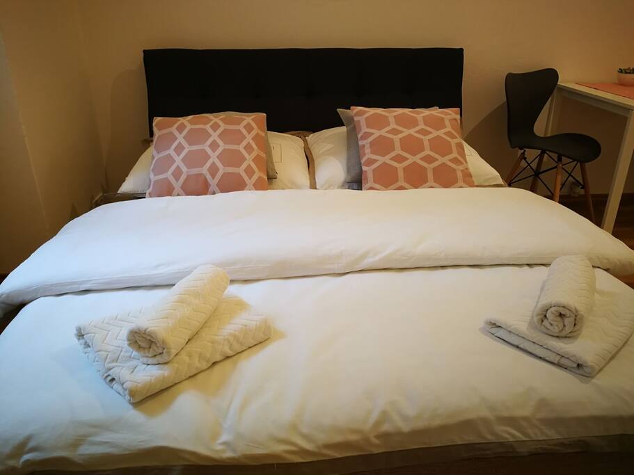 Double bed with comfy mattress