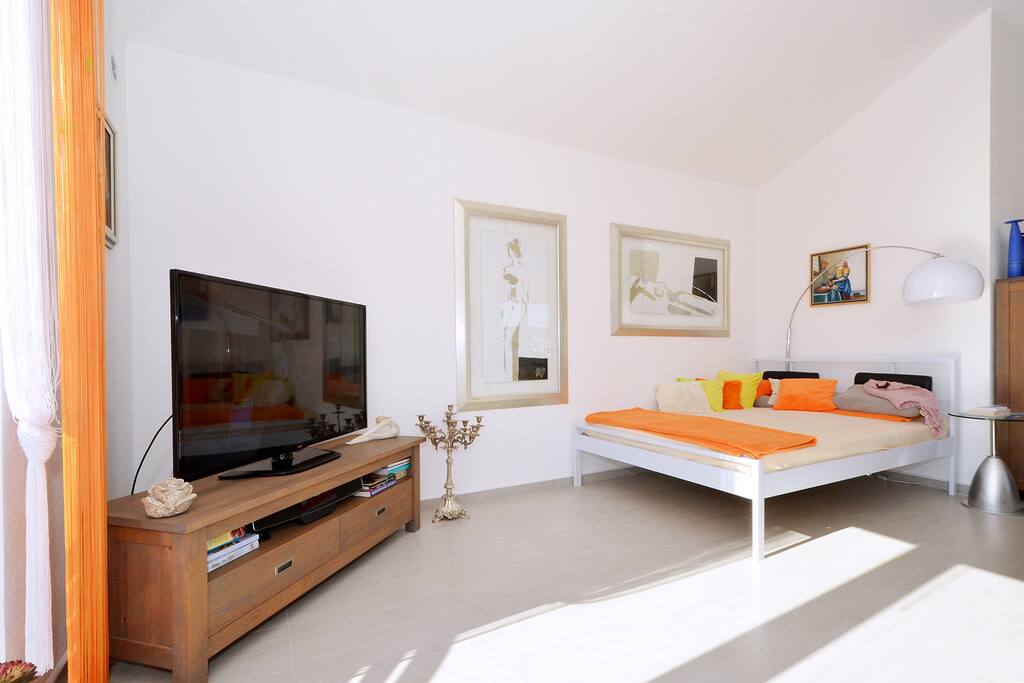 Double bed in the living room