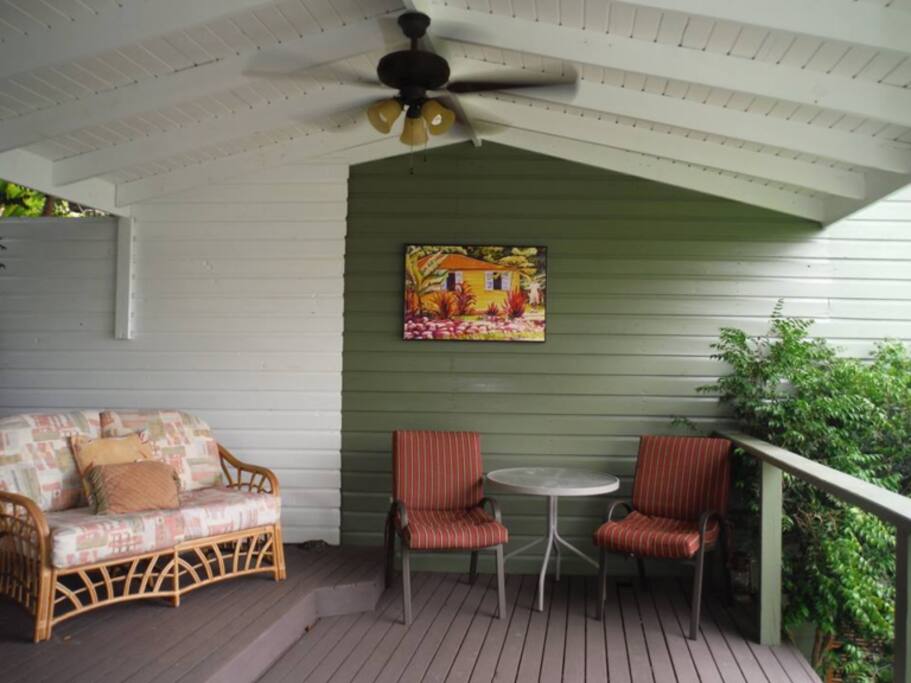 Breezy covered deck with Ocean views