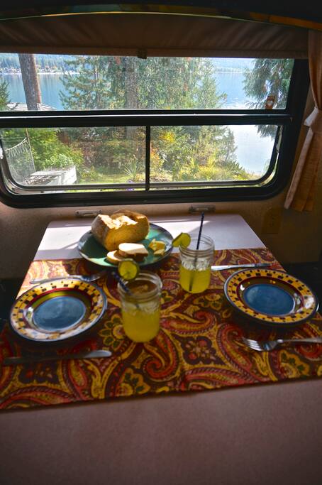 Dining table converts to a double bed