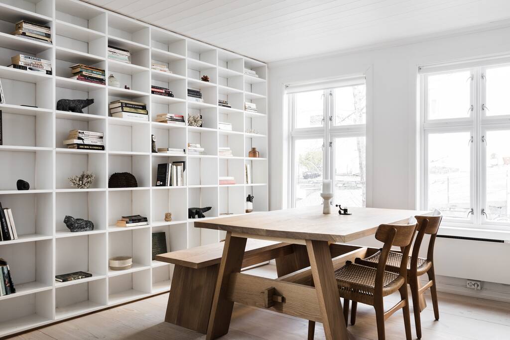 Dining area with views onto a quaint, old street