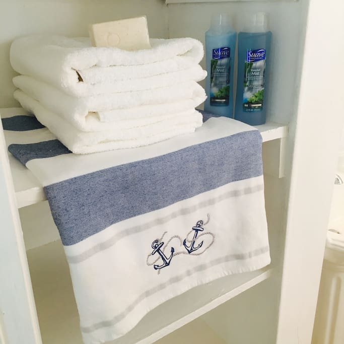 Fresh towels, sheets, packaged toothbrushes, toothpaste, shampoo, conditioner and bodywash available for you!