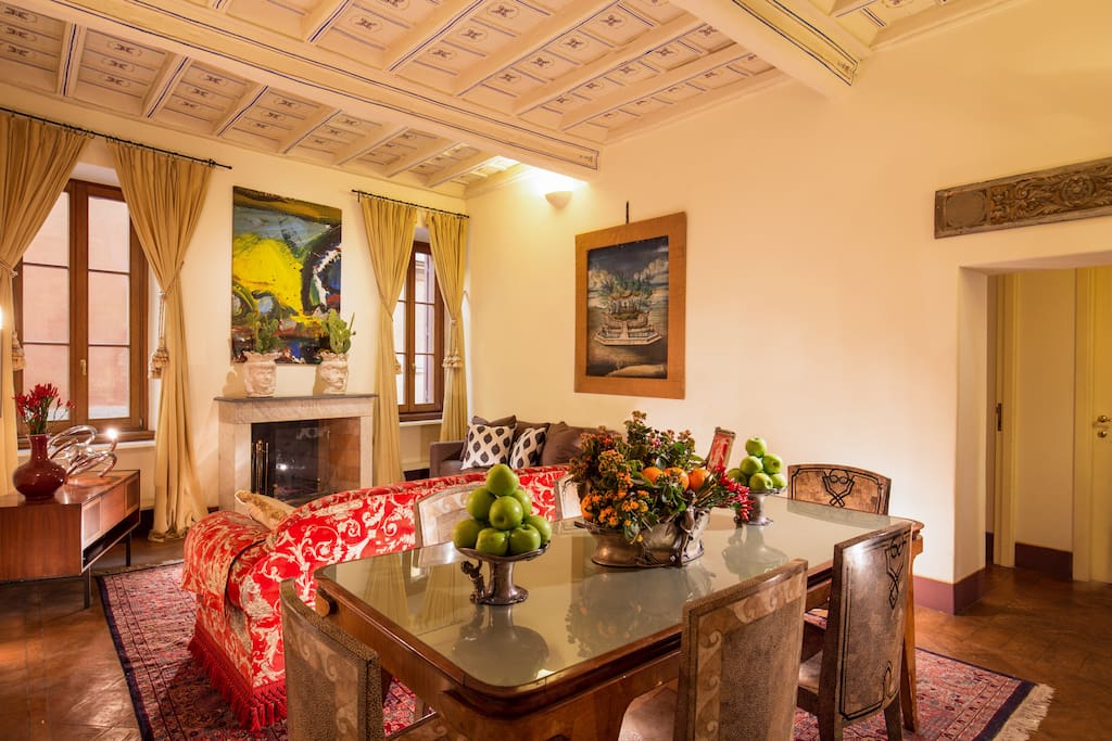 Welcome to Spanish steps Living Room. 2 sofas (1 sofa bed) table with 6 Eggshells French chair , TV Satellite, A/C