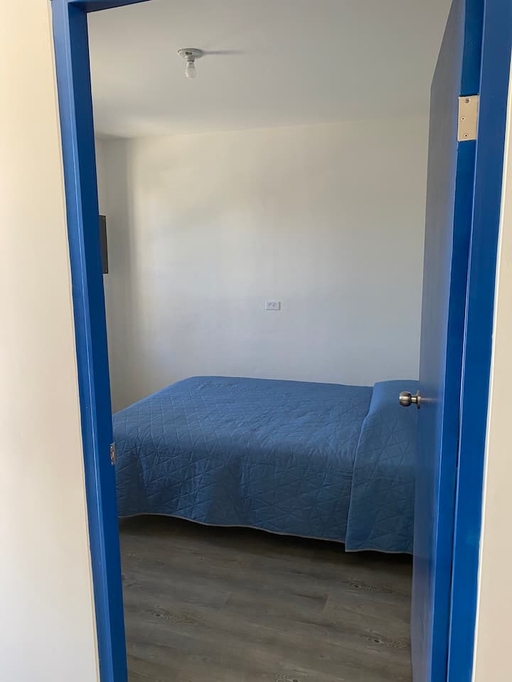 Room 1, with double bed. Comfortable mattresses and bedding. 