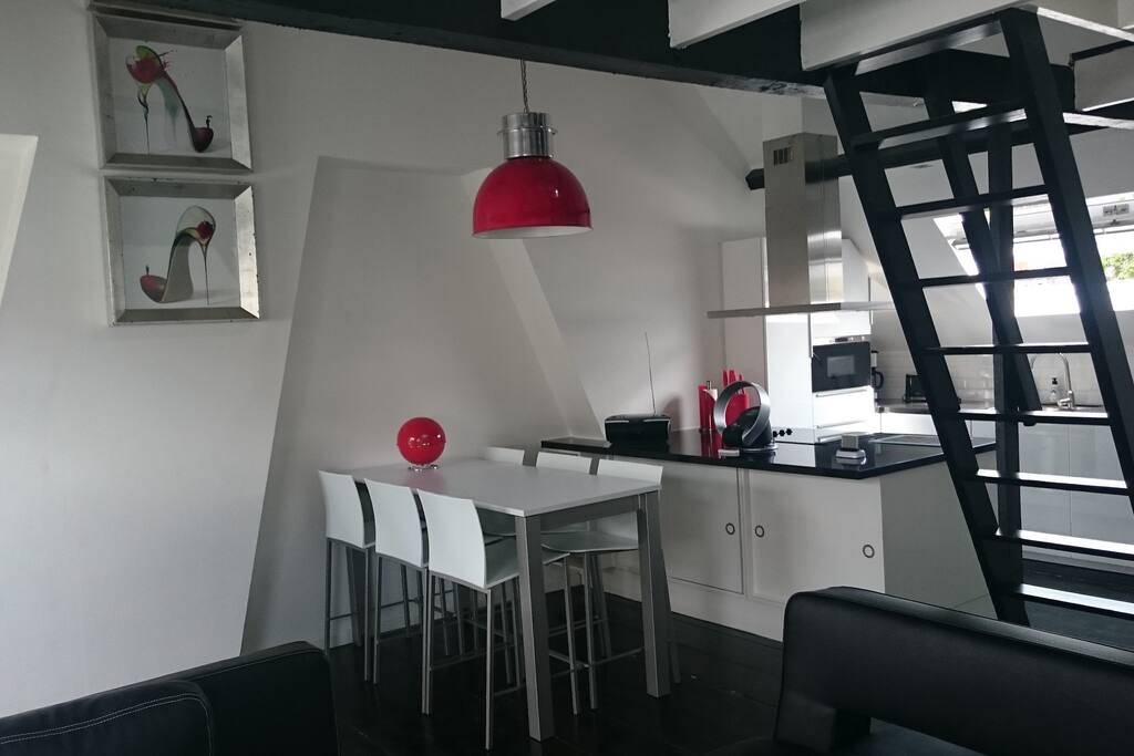 kitchen and dining area
