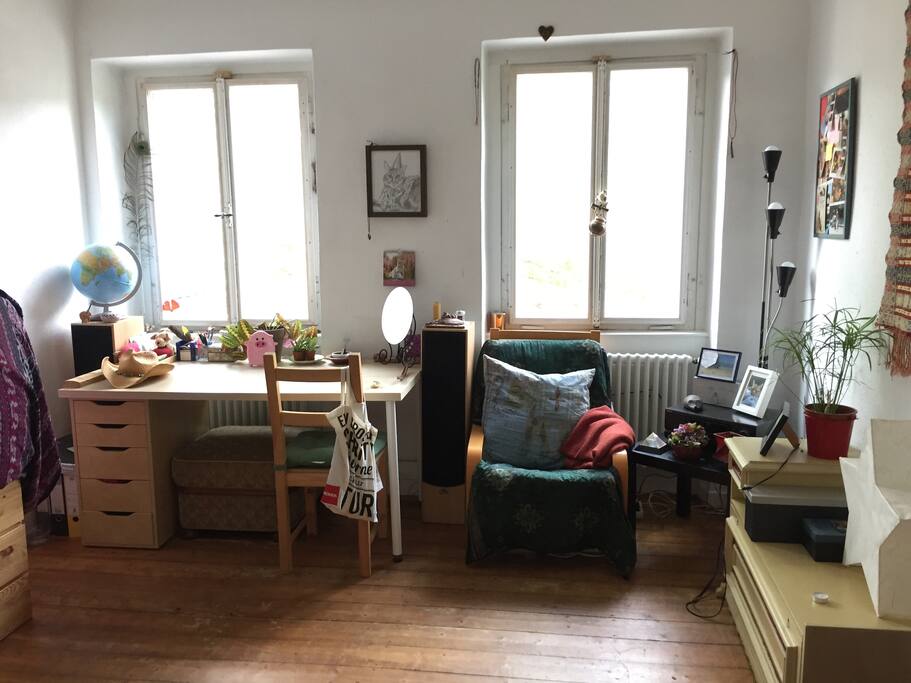 Zwei Fenster mit Blick auf den Neckar