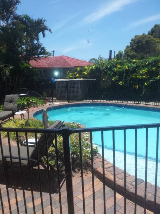 Refreshing, fenced, salt water pool