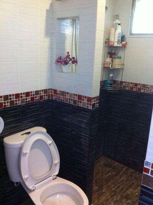 Shared bathroom and toilet.