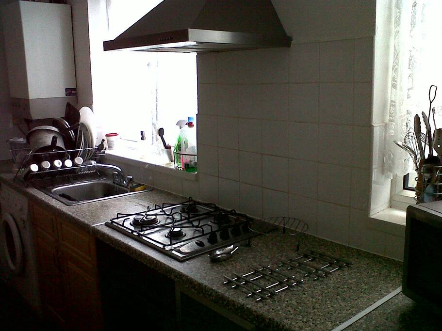 Kitchen - prepare your meals here. Gas hob and oven and electric grill.