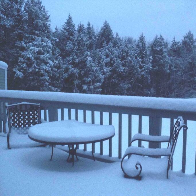 It’s a winter wonderland here in the mountains of northern New Hampshire. Cross country skiing in and out your door or sledding.
Spring and Summer there is even more things to do..