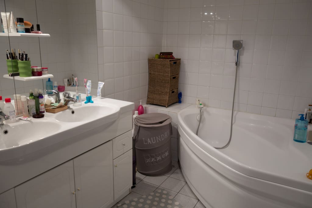 La salle de bain, avec une baignoire de taille respectable !