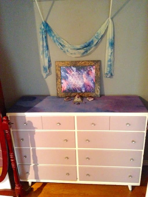 Painted dresser in the bedroom closet
