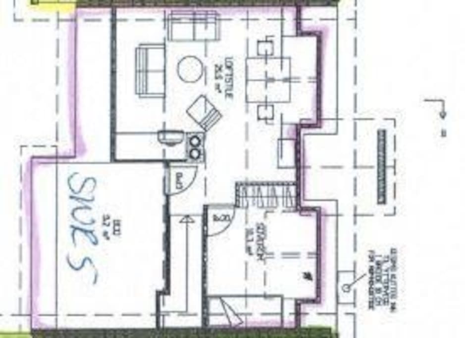 Third floor, livingroom and one bedroom.