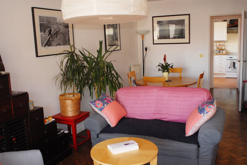 The living room and dining space...
