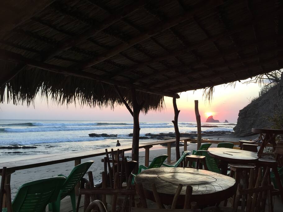 Food and entertainment to be found at the beach below the house