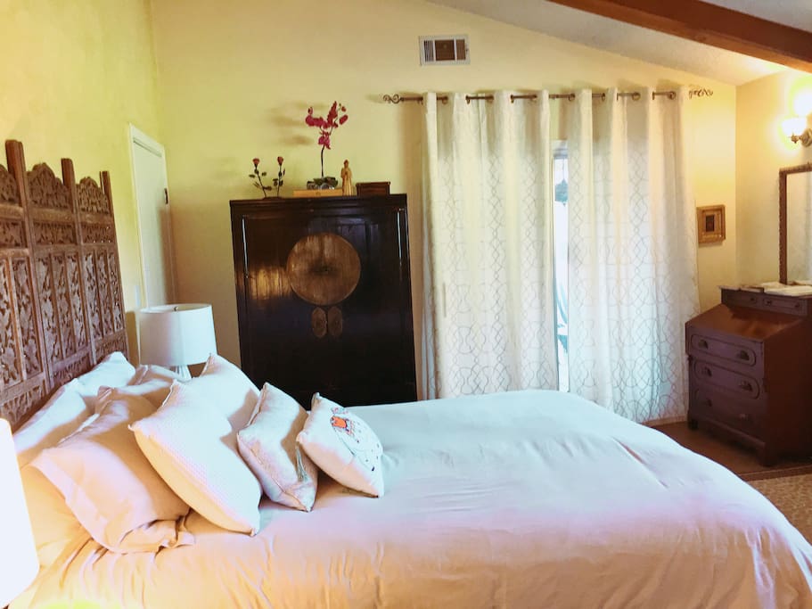 View of the large room from the bathroom