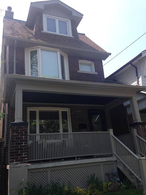 Great front porch for people watching on a summer evening.