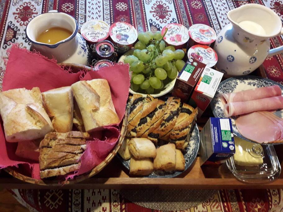 Exemple de petit dejeuner proposé en formule chambre d'hôte