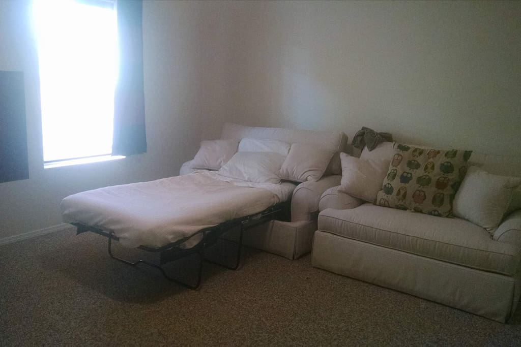 Two fold out twin beds.